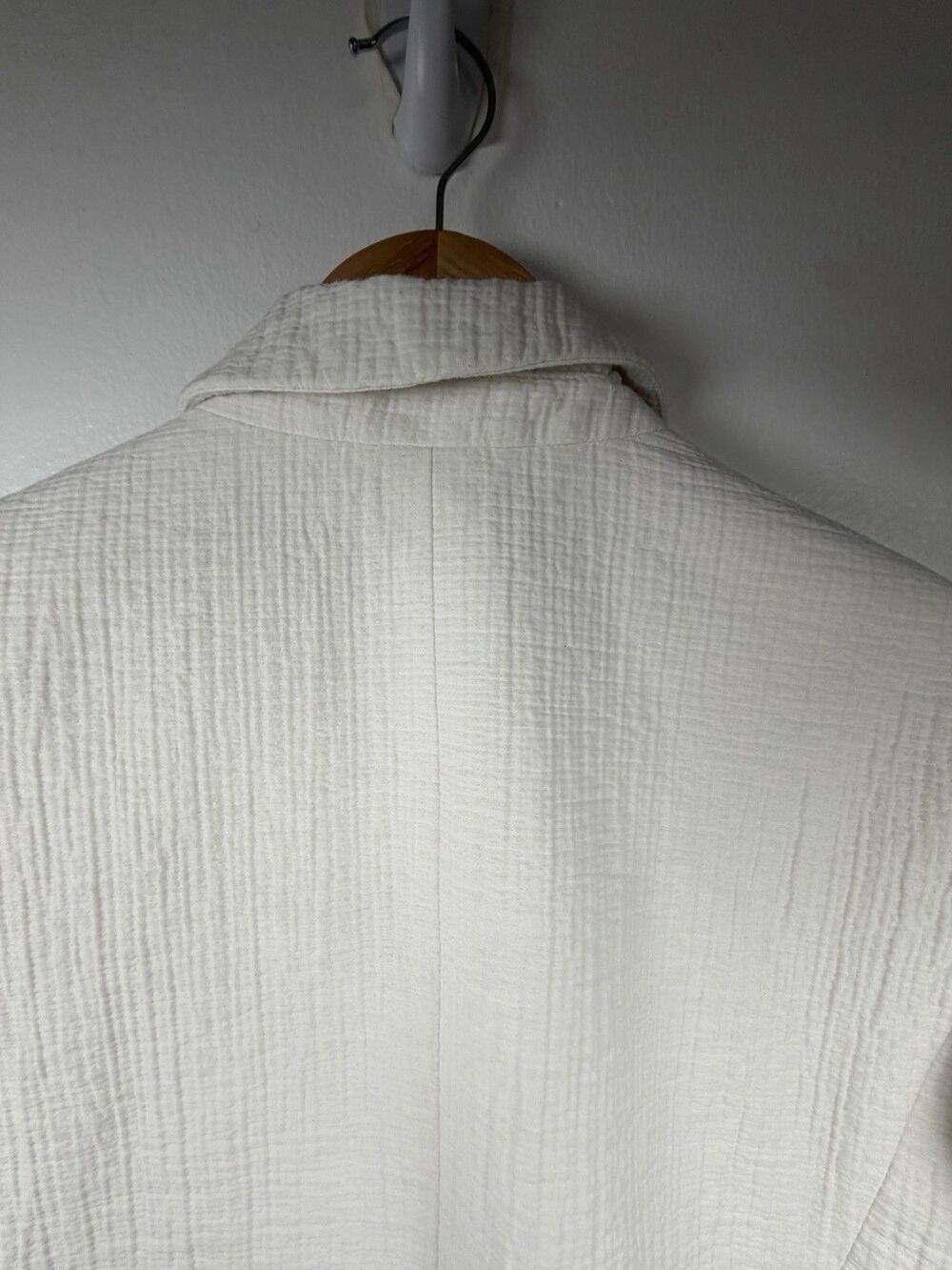 Talbots White Textured Crinkle Gauze Cotton Blazer Jacket Single Button Size 10 - Picture 5 of 12